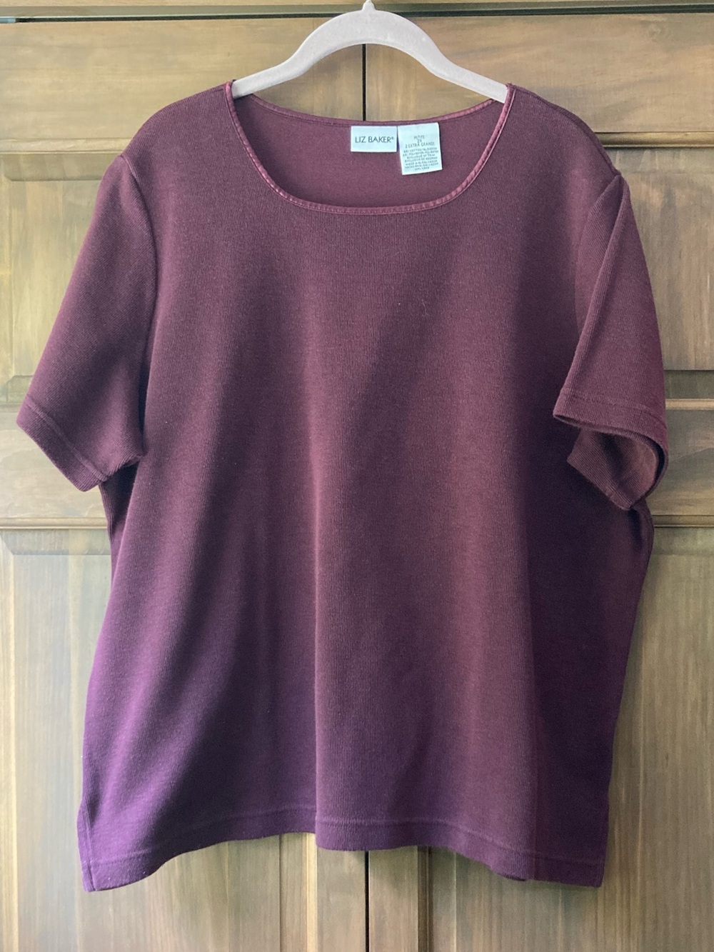 5/$15 Liz Baker Red-Purple SS Top 2X Petite